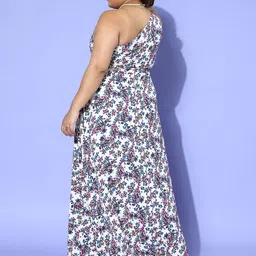Berrylush Curve Floral Print One Shoulder Crepe Maxi Dress image 5