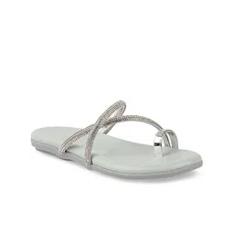 THE WHITE POLE Embellished One Toe Flats image 3