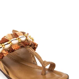 5 ELEMENTS Ethnic Embellished Leather One Toe Flats image 3