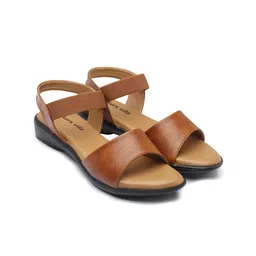 sneakers villa Women Leather Open Toe Flats With Backstrap image 3