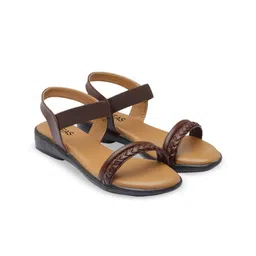 DEAS Braided Leather Open Toe Flats With Backstrap image 4