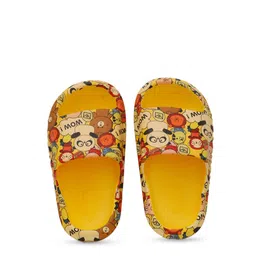 Yellow Bee Boys All Over Animal Printed Rubber Sliders-picture-12