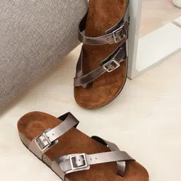 MOZAFIA Open One Toe Flats With Buckle Detail-image-40