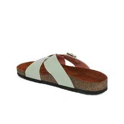 MOZAFIA Open Toe Flats With Buckle Detail image 3