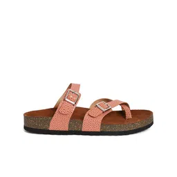 MOZAFIA Textured One Toe Flats With Buckle Detail image 3