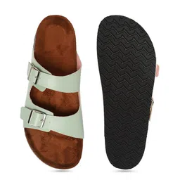 MOZAFIA Two Strap Open Toe Flats With Buckle Detail image 5