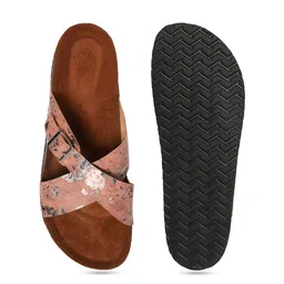 MOZAFIA Rose Printed Open Toe Flats With Buckle Detail image 5