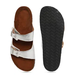 MOZAFIA Two Strap Open Toe Flats With Buckle Detail image 4