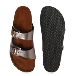 MOZAFIA Two Strap Open Toe Flats With Buckle Detail image 3