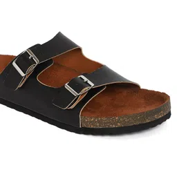 MOZAFIA Two Strap Open Toe Flats With Buckle Detail image 2