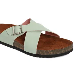 MOZAFIA Open Toe Flats With Buckle Detail image 5