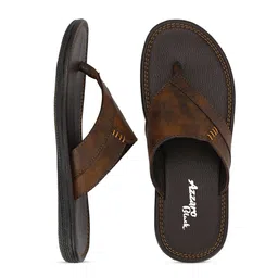 Azzaro Black Men Brown Thong Flip-Flops image 3