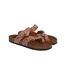 MOZAFIA Printed Open Toe Flats With Buckles image 5