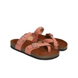 MOZAFIA Textured One Toe Flats With Buckle Detail image 5