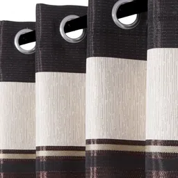 Arrabi Brown & Beige Set of 2 Floral Window Curtain image 2