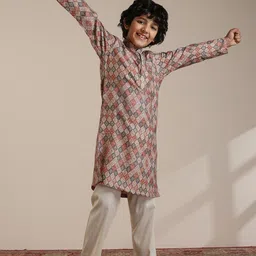 Manyavar Boys Printed Regular Kurta with Pyjamas image 5