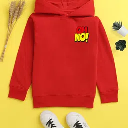 NUSYL Unisex Kids Red Printed Hooded Sweatshirt-picture-16