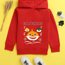 NUSYL Unisex Kids Red Printed Hooded Sweatshirt-image-72