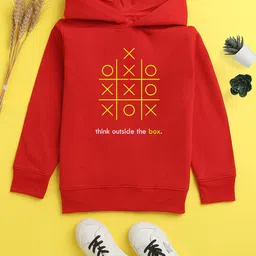NUSYL Unisex Kids Red Printed Hooded Sweatshirt-image-77