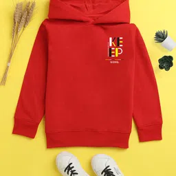 NUSYL Unisex Kids Red Hooded Sweatshirt-image-27