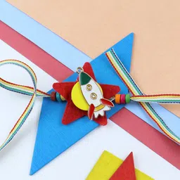 Asthetika Boys Flying Rocket Charm Detail Beaded Rakhi image 1