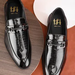 Hydes N Hues Men Textured Leather Formal Loafers-picture-39