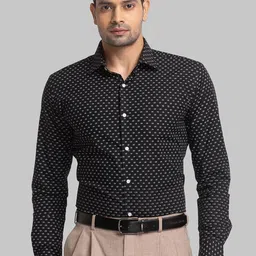 Park Avenue Micro Ditsy Printed Spread Collar Organic Cotton Slim Fit Formal Shirt image 1
