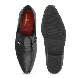 pelle albero Men Leather Textured Formal Slip On Heel Shoes image 5