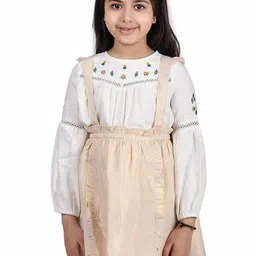 Miyo Girls Pure Cotton A-Line Knee-Length Flared Pinafore Skirt-image-97