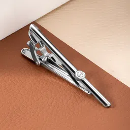 Peora Men Silver Plated Cubic Zirconia Studded Classic Tie Pin Brooch-picture-36