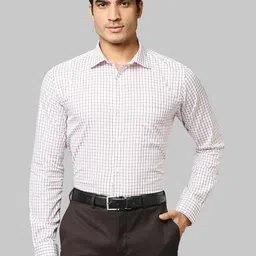 Park Avenue Men White Slim Fit Grid Tattersall Checked Cotton Formal Shirt-picture-14