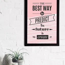 eCraftIndia Pink & Grey Quote Printed Satin Matt Texture Framed UV Wall Art image 1