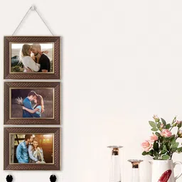 Art Street Set Of 3 Brown Textured Wooden Wall Hanging Photo Frames-picture-18