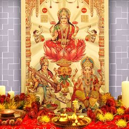 Hawai Gold-Toned & Red Saraswati Lakshmi Ganesh Acrylic Wall Photo Frames-picture-19