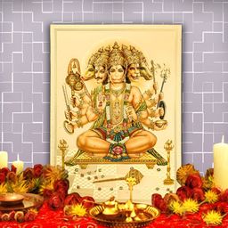 Hawai Gold Toned Panchmukhi Hanuman Bajrang Bali Religious Acrylic Wall Photo Frames-picture-10