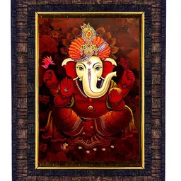 Hawai Black & Red Wooden Lord Ganesh Wall Photo Frame image 3