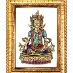 Hawai Gold-Toned Golden Lord Kuber Rectangular Wooden Wall Photo Frame image 2