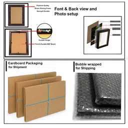 Hawai Black & Gold Plated Wooden Squared Wall Photo Frame image 4