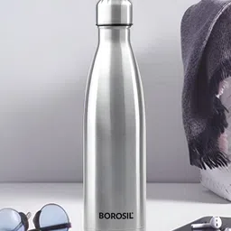 BOROSIL Silver-Toned 2 Pcs Stainless Steel Single Wall Water Bottles 1 L image 2