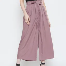 La Zoire Women Pink Flared Palazzos image 1