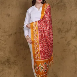 Exotic India Ethnic Motifs Printed Art Silk Ikat Dupatta image 4