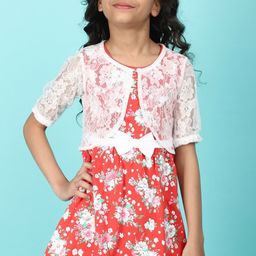 V-Mart Girls Floral Printed Cotton Fit & Flare Dress-picture-5