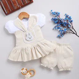 Moms Love Infant Girls Applique Detailed Puff Sleeve Pure Cotton Drop-Waist Dress-picture-21