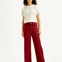 levi's Women's Red Ribcage Bell Bottom Wide Leg Fit High Rise Jeans image 1