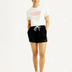 levi's Women's Mid Rise Black Straight Fit Shorts image 2