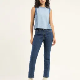 levi's Women's 724 Blue Straight Fit High Rise Jeans image 2