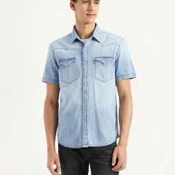levi's Men's Solid Slim Fit Denim Shirt image 2