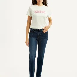 levi's Women's 724 Navy Slim Straight Fit Mid Rise Jeans image 2