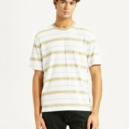 levi's Men's Striped White Crew Neck T-shirt image 5