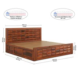 woodenmood Diamond Box and Drawers Storage King Bed in Honey Finish image 10